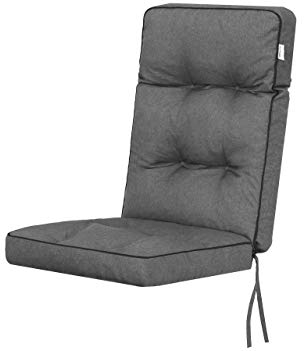 Bjird Stuhlauflagen für Gartenmöbel Sitzpolster für Niederlehner Gartenmöbelauflagen, Sitzkissen, Gartenstuhl-Auflage - Outdoor/Indoor geeignet - mit 8cm Dicke Polsterung - 120x50x8 cm - dunkelgrau