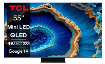 QLED MINI LED 100HZ/144HZ, 4000PPI, Dolby Vis IQ-Atmos, DTS-HD, HDR10+, TCL - 55C809