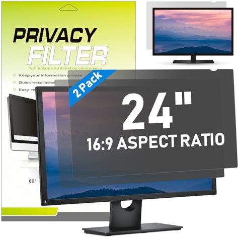 LAMA [2 PACK 24 Inch Universal Computer Privacy Screen Filter for 24 Desk Monitor, Anti-Blue Light/Anti-Glare & UV Screen Protector (WxH: 20.9*11.73), Privacy Protection & Eye Protection(16:9)