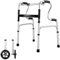 Aluminum Foldable Walking Frame with Wheels - Height Adjustable Folding Walker for The Elderly, Stepped Handrail Zimmer Frame with Wheels, Lightweight Folding Zimmer Frame, 2 Wheels with Bearings