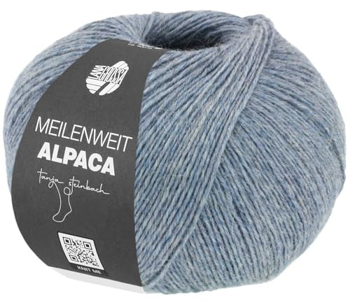 LANA GROSSA Meilenweit 100 Alpaca | Kuschelweiches Alpaka-Sockengarn, im Wollprogramm bis 30°C | Handstrickgarn aus 70% Alpaka & 30% Polyamid | 100g Wolle zum Stricken & Häkeln | 420m Garn FB2011