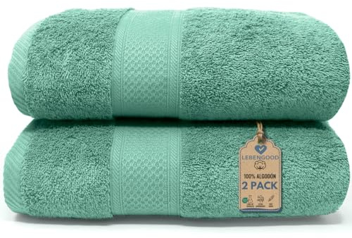 LEBENGOOD – Lot de 2 Serviettes de Bain 100% Coton –pour de Douche et Toilette, Drap de Bain – Doux – Absorbant et certifié Oeko-TEX – Linge de Bain pour Toute la Famille - 2 70X140