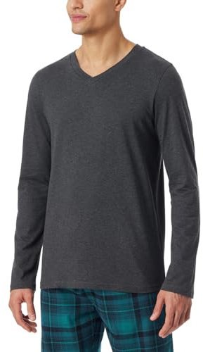 Schiesser Herren Schlafshirt Langarm Rundhals-Mix + Relax Pyjamaoberteil, Dunkelgrau-gem_182043, 54