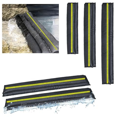 Estresen 2 Pezzi Sacco Assorbitore di Acqua, Barriera Anti Alluvione con striscia riflettente Attivata dall'Acqua Paratie Antiallagamento per Garage Casa Contro Piovere 180x20cm
