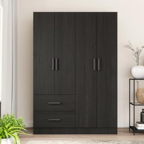4 Doors Wardrobe 2 Drawers with Shelves 48 inch Wide and 72 high (Black)