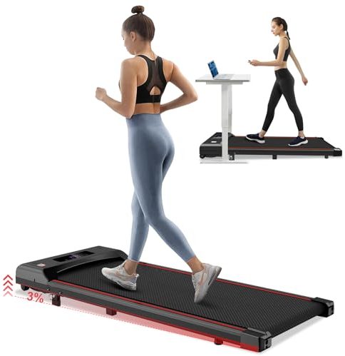 KUFOCE Walking Pad Laufband mit Neigung, Laufband Schreibtisch bis 6 km/h für Zuhause, 3.0PS Leiser Motor, LED-Anzeige, für Zuhause/Büro, Keine Installation erforderlich