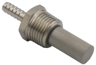 Stainless Steel 0.5 or 2 Micron Inline Oxygenation Diffusion Stone Aeration Stone 1/2 NPT Carbonation Stone to Barb Fitting(0.5 Micron)