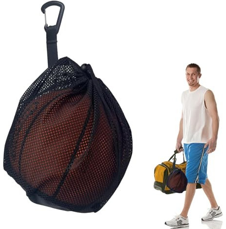 Quixotical Ballsack, Tragbares Ballnetz für 1 Ball, Basketball Tasche mit Kordelzug, Balltasche für Basketball, Fußball, Tennis, Kinder & Erwachsene