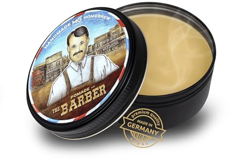 MG Pomade THE BARBER – Pommade Capillaire Homme, Classique & à Base d’Huile – Waterproof – Fixation Forte avec Effet Mat – Cire Coiffante pour Cheveux & Barbe - clay