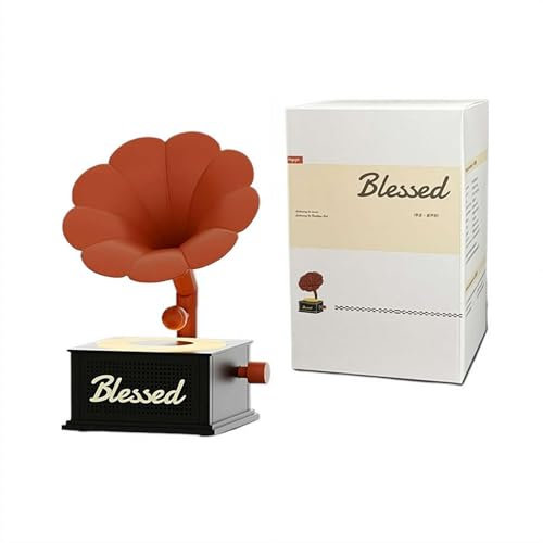 Gramophone Vintage Haut-parleur portable sans fil Bluetooth avec lumières ambiantes Son blanc phonographe classique Nostalgie musicale pour la maison, le bureau, la chambre