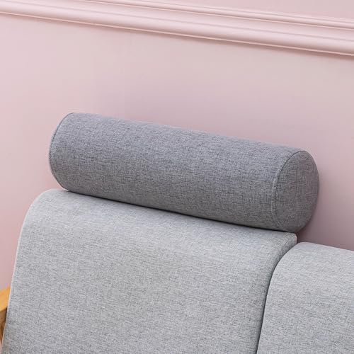 XXIUDEE Cuscino per testiera del divano, con cerniera, di supporto lombare per casa/letto/auto, cuscino rotondo per bracciolo, protezione per il comodino (70 x 20 cm, grigio scuro)
