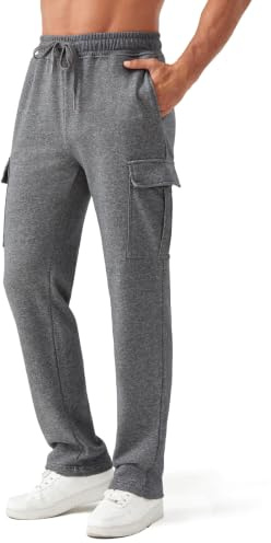 Zylioo Långa herrträningsbyxor 83,8 cm/89,9 cm innersöm elastisk midja atletiska byxor för höga med fickor vardagliga joggingbyxor, Mörkgrått, XL Extra Tall