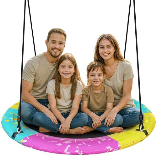 Tree Swing, 43'' | 48'' Saucer Swing for Kids and Adults, ASTM Approved Swing Sets with Tree Hang Kit, 900lbs Weight Capacity, Backyard Or Playground, Waterproof and UV-Resistant Mat
