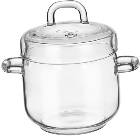 TOYANDONA Olla para Guisos de Vidrio Resistente al Calor con Tapa Cazuela Transparente Mediana para Cocina para Restaurantes y Vaporera de Huevos