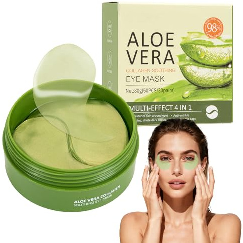 Lot de 60 patchs pour les yeux contre les cernes, les rides, les patchs pour les yeux, hydratants et hydratants, yeux fatigués (aloe vera)