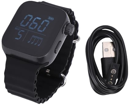 Ejoyous Vibrating Metronome Watch, Wearable Vibrating Wrist Watch with Rechargeable Battery and LCD Display, for Music Practice Tracker and Exercise Assistant, Guitar Piano Drum