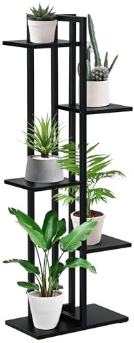 Outsunny Étagère à Fleurs en Acier 5 Niveaux 40 x 22 x 113 cm Noir
