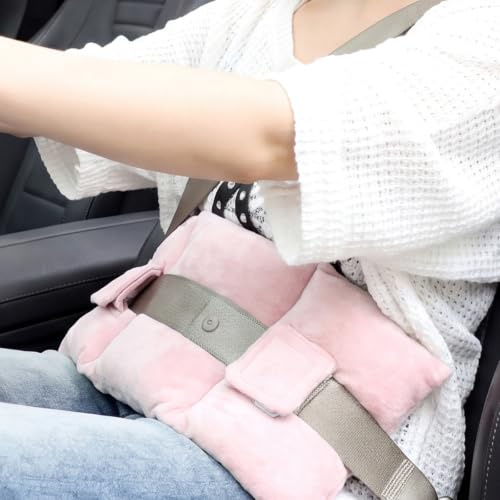 Hysterectomy Pillow for Seat Belt, Mastectomy Pillow, Seat Belt Pads-Pink | Soft Cotton, Adjustable Hook-And-Loop, Seatbelt Pillow for C-section Recovery, Chest And Abdomen Protection for Post-Surgery