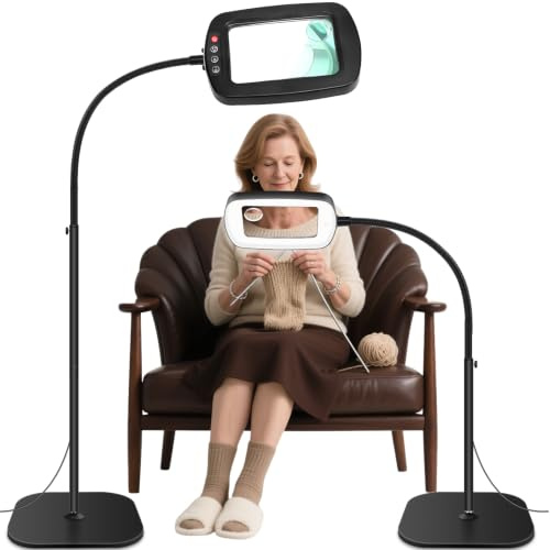 NZQXJXZ 10 x förstoringsglas med ljus och stativ, flexibel vridbar arm lupplampa med 60 LED, 5 färglägen dimbar ljusstyrka lä med ljus