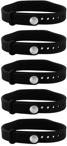 Lot de 5 bracelets RFID 13,56 MHz avec contrôle d'accès réinscriptible en silicone noir, design multi-trous, étanche pour salle de sport, piscine, accès de porte, carte de verrouillage d'empreintes