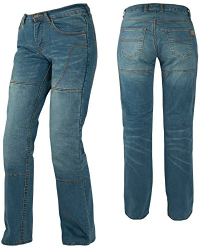 A-Pro Jeans da donna con protezioni per uso in moto Rinforzi in kevlar Blu 34