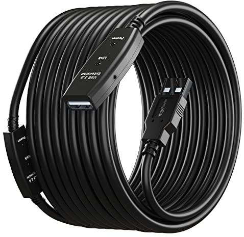 MutecPower 20m Câble de rallonge USB 2.0 avec amplificateur actif - avec 2 extension Chipsets - Câble répéteur - 20 mètres