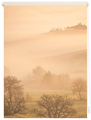 Lichtblick Klemmfix Tageslicht-Rollo mit Motiv, ohne Bohren, Blickdicht, Seitenzugrollo, Made in Germany, Toskana - Orange Braun 70 x 150 cm (B x L)