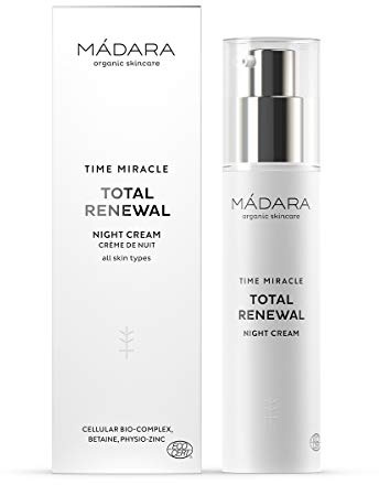 MÁDARA Organic Skincare | Time Miracle Total Renewal Night Cream - 50ml, Mit multimolekularer Hyaluronsäure und ausgleichendem Physio-Zinc, Basierend auf nordischem Birkenwasser, Vegan