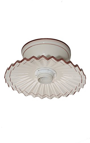 VANNI LAMPADARI- Plafoniera Soffitto Plissè, Lampadario Soggiorno in Ceramica, Plafoniera Bagno Decorata a Mano, Lampadario Camera da Letto Artigianale, Plafoniera Parete, 20 cm, Marrone