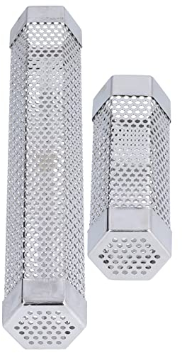 CHICIRIS Pellet Smoker, 30,6 cm Edelstahl Räucherbox Gasgrill, Tragbares Smoker Pellets, Sechskant Kaltrauchgenerator, Pellet Räucherofen, Zum Kalt Heiß Räuchern Gegrillte Lebensmittel (L)