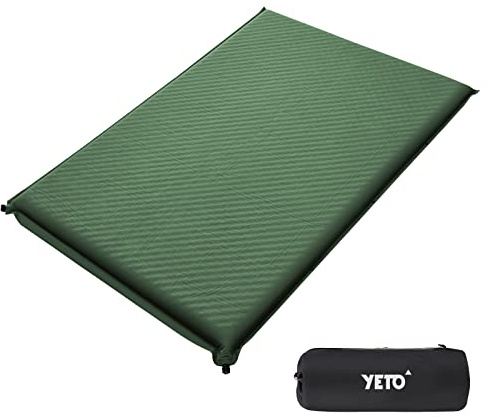 yETO Matelas Autogonflant 2 Personnes, Matelas de Couchage Camping Auto-gonflant, Épaisseur 8cm, Tapis de Couchage Gonflable Pliant Léger Portable Camping pour Randonnée Voyage Plage Tente, Vert