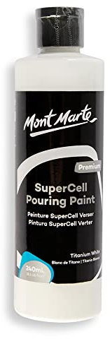 MONT MARTE SuperCell Pouring Paint Premium 8.1 US fl.oz (240ml) – White Paint Bottle, Creates Instants Cells In Fluid Art, Ideal for Art, Craft, Pour Art