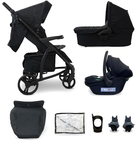 My Babiie MB200i 3-in-1 Travel System - Baby Pushchair, Carrycot, Infant Car Seat (R129 i-Size), Foldable, Includes Footmuff, Rain Cover, from Birth to 22kg (4 Years Approx.) - Black Leopard