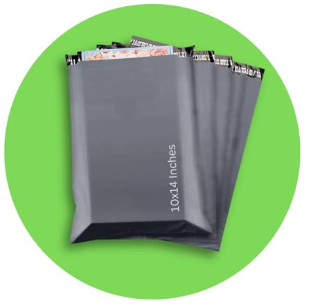 PACKY | 50 Grey Mailing Bags Strong 10 x 14 (254 x 354 mm) Self Seal Postage Bags - 100% Waterproof Recyclable Made of Polythene Durable Parcel Shipping Bags