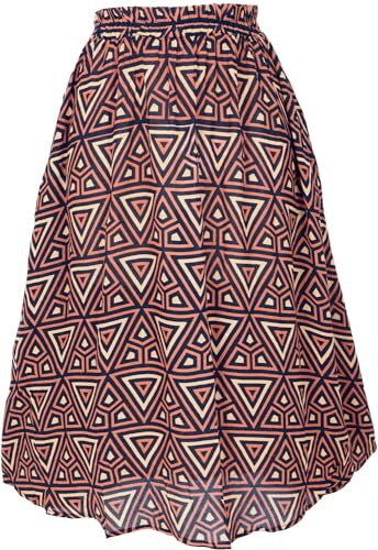 GURU SHOP Luftig knälång kjol, sommarkjol, dam, syntetisk, kjolar, alternativ kläder, Brun/svart, 40