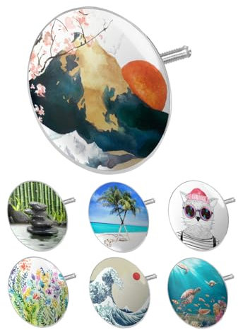 arteneur® - Badewannenstöpsel Universal mit Motiv Japan | Dreifach Dichtung | Verstellbar | Rostfrei | Extra Schwer für stabilen Halt | Stöpsel Badewanne Zubehör
