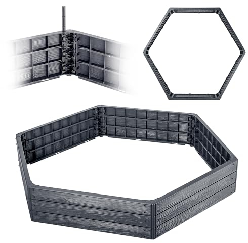 KADAX Gartenbeet, Hochbeet, Pflanzenbeet zum Anbau von Gemüse & Blumen & Kräuter, Blumenbeet, Kräuterbeet, Gemüsebeet, Beetrahmen aus Kunststoff (Sechseckig Anthrazit)