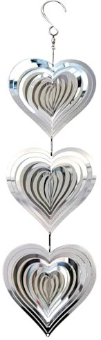 Metal Spiral Heart Wind Spinner Indoor Outdoor, Hanging Stainless Steel Wind Spinner, 360 Degrees Spiral Wind Chime for Garden, Bedroom, Yard, Window, Corridor (Heart)
