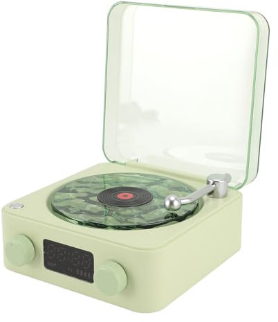 Retro Waves Player, Compact Adjustable Light Creative Bluetooth Speaker, for Kitchen Desk Bedroom Office Party (Green)