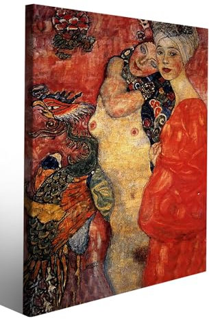 Stampa su tela Gustav Klimt VII/Quadro famoso Riproduzione/Falso d'autore telaio Gallery 3 cm di spessore 90x60 cm.