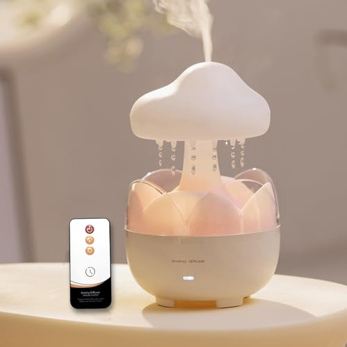 MARZIUS Raindrop bärbar luftfuktare 230 ml, doftspridare moln nattlampa, automatisk avstängning utan vatten, kontor, sovrum, vardagsrum