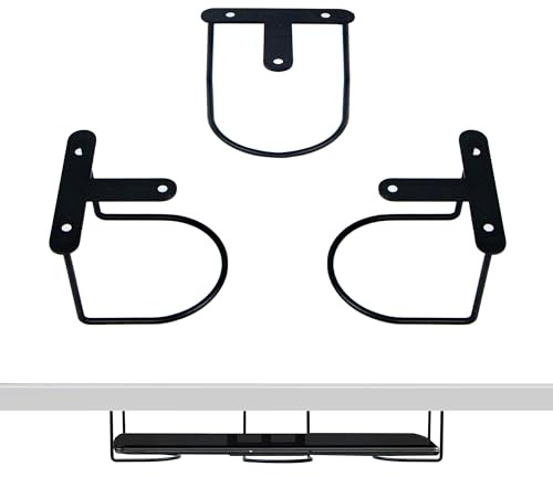 leyomgamz Soporte Bajo Escritorio para Portátil, Almacenamiento para Ordenador Portátil, Soporte para Ordenador portátil Metálico con Tornillo, Soporte Bajo Escritorio, Compatible para 0-60mm, Plata