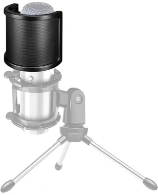 AFYS Microphone Pop Filter – Three-Layer Pop Shield for Microphone, Foam & Metal Mesh Mic Pop Filter for Recording, Streaming, Vocal Booth, Mic Cover & Shield – Compatible with Blue Yeti & More