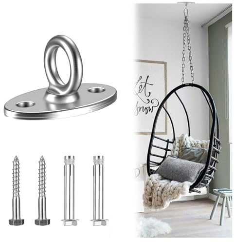 SLAKOZYT Crochet de plafond pour charges lourdes M8 (500 kg), plaque oculaire en acier inoxydable 304 pour poutres en bois, idéal pour crochets de balançoire, sac de frappe, fauteuil suspendu, Sling