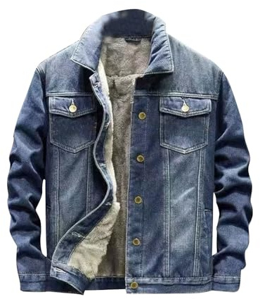 Giacca di jeans da uomo foderata in pile Sherpa giacche di jeans a maniche lunghe con bottoni cappotti invernali casual ispessiti vestiti capispalla