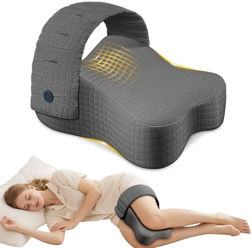 ROKAFU Knee Pillow for Side Sleepers, Leg Pillow for Side Sleeping, Sciatica Pain Relief Pillow, Hip Pillow with Ergonomic Memory Foam – Large Gray Cushion for Thigh, Knee, Back & Leg Support