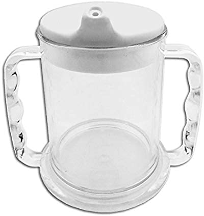 Homecraft, gobelet independance avec couvercles interchangeables, couvercle blanc, tasse à deux poignées, empêche les renversements, prise en main facile, base large pour la stabilité, 285 ml
