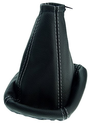 L&P A0011-4 Schaltsack Schaltmanschette 100% Echtleder Leder Schwarz Naht Weiß Ersatzteil für Mondeo Mk3 Bj. 2000-2003