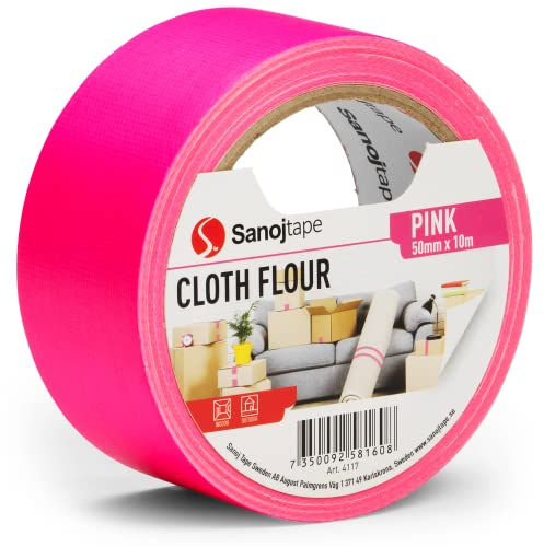 Sanojtape Nastro Telato Fluorescente 50mm x 10m Nastro per Lavori di Decorazione Artigianali Rosa Fluorescente