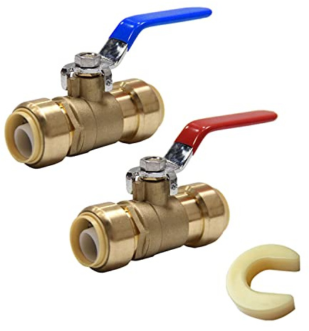 (Pack of 2) EFIELD 3/4 Inch Push-Fit Full Port Ball Valve for Hot and Cold Water with a Disconnect Clip Tool,(PF-VALVE009)